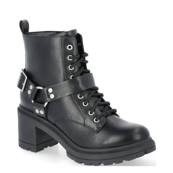 No Boundaries Shoes - NO BOUNDARIES Womens Black Moto Combat Boots Size 10 Wide 10